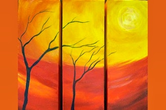 Acrylic Painting: Autumn Sun Triptych
